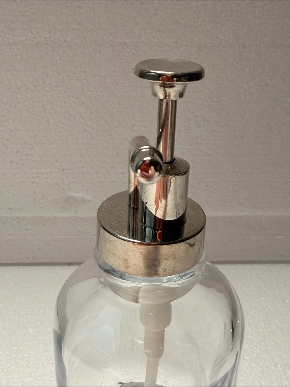 Clear Glass Pump Bottle with Silver Dispenser - Clear